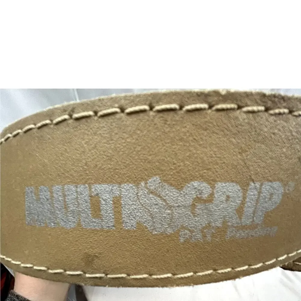 SKU 2185 Multi Grip Heavy Duty Leather Weight Lifting Belt 2 Prong Adjustable